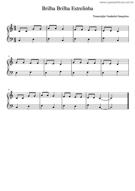 Partitura da música Feliz Navidad – Dominio Público Brilha Brilha Estrelinha