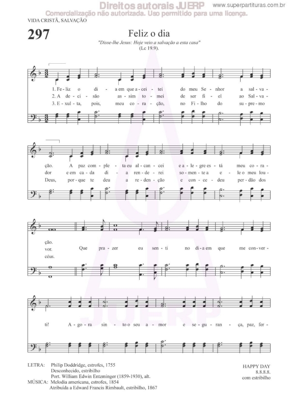 Partitura da música Feliz O Dia - 297 HCC v.2