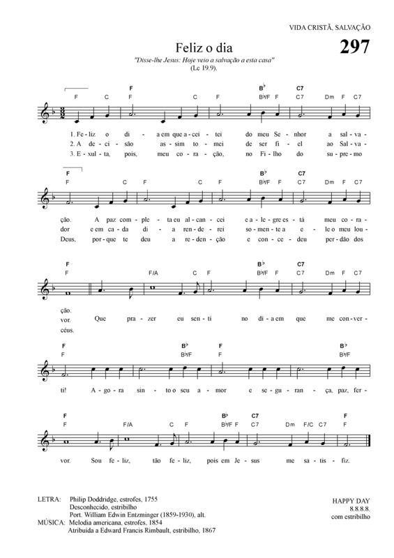 Partitura da música Feliz O Dia