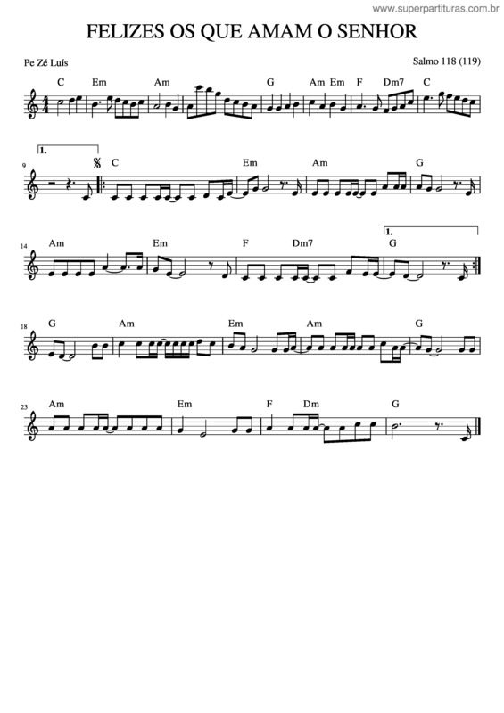Partitura da música Felizes Os Que Amam O Senhor v.2