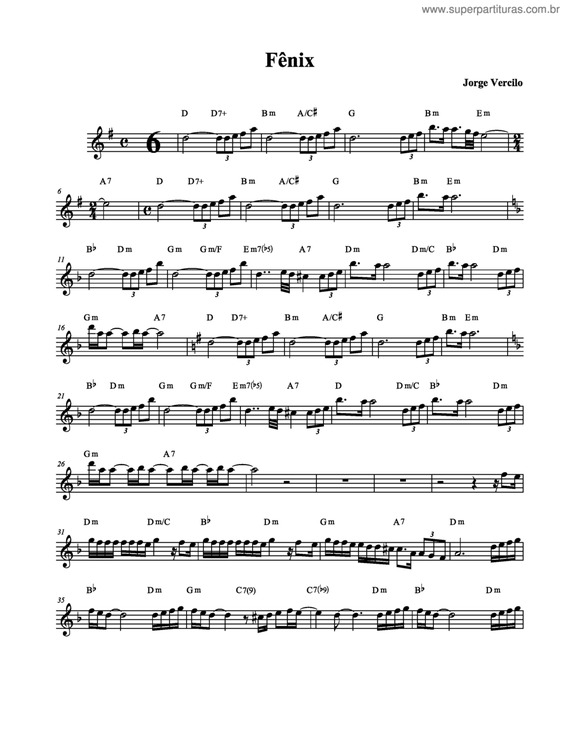 Partitura da música Fênix