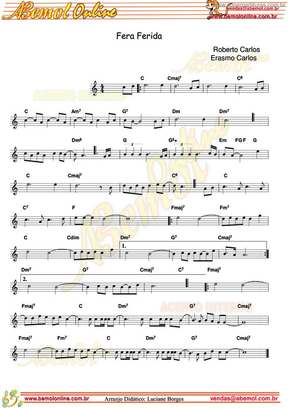 Partitura da música Fera Ferida v.2