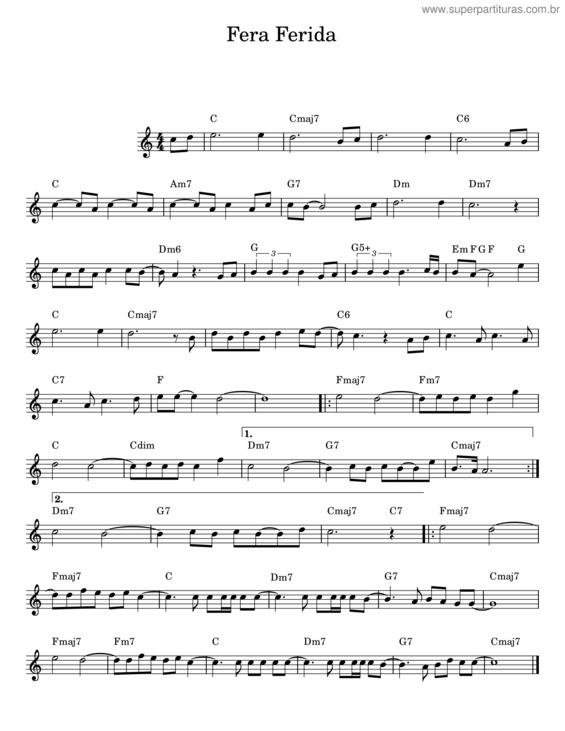 Partitura da música Fera Ferida v.4