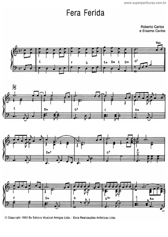 Partitura da música Fera Ferida