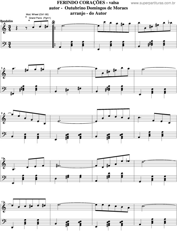 Partitura da música Ferindo Corações v.4