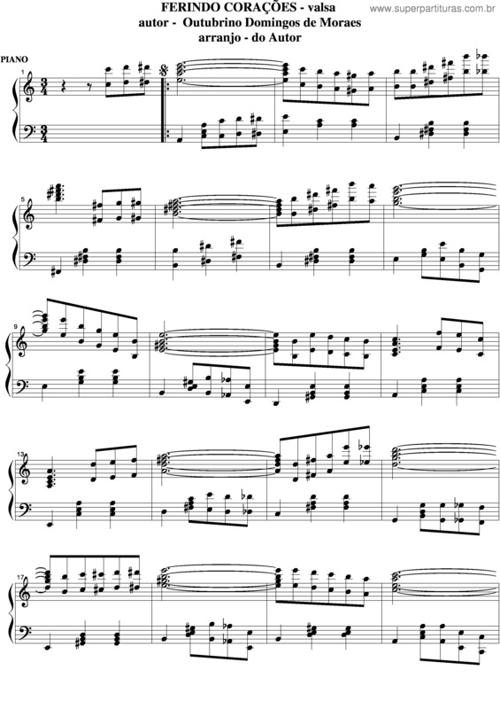 Partitura da música Ferindo Corações v.5