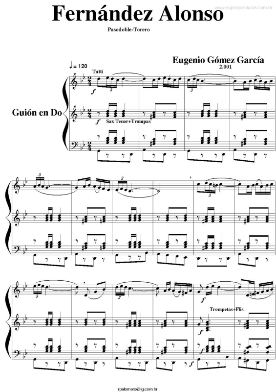 Partitura da música Fernández Alonso