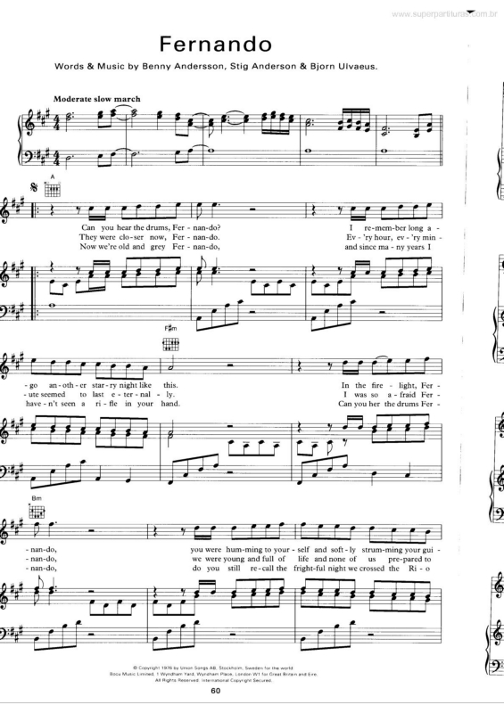 Partitura da música Fernando v.2