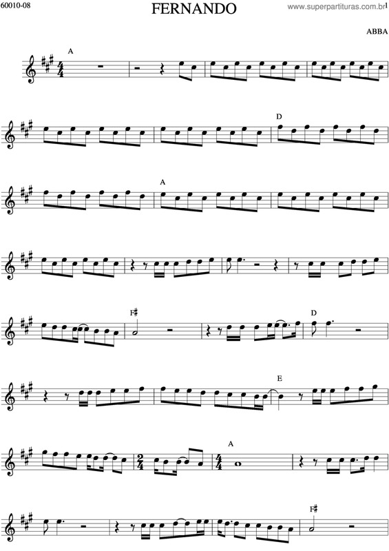 Partitura da música Fernando v.6