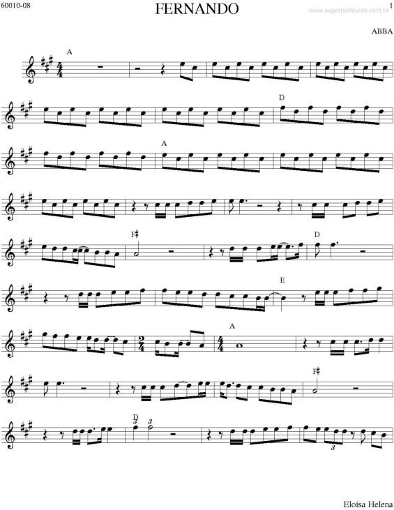 Partitura da música Fernando