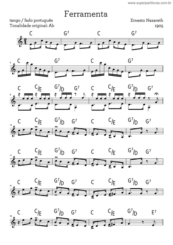 Partitura da música Ferramenta