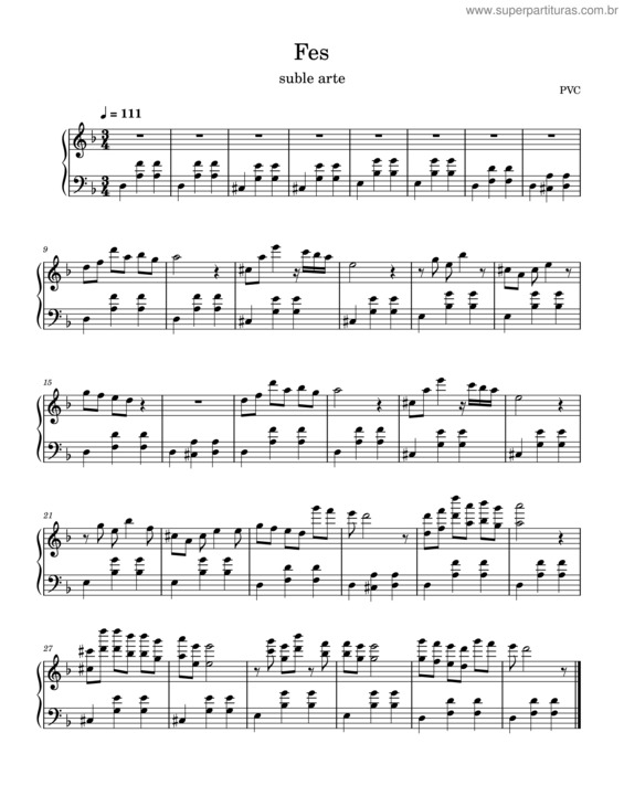 Partitura da música Fes