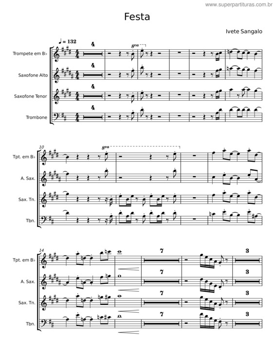 Partitura da música Festa – Ivete Sangalo