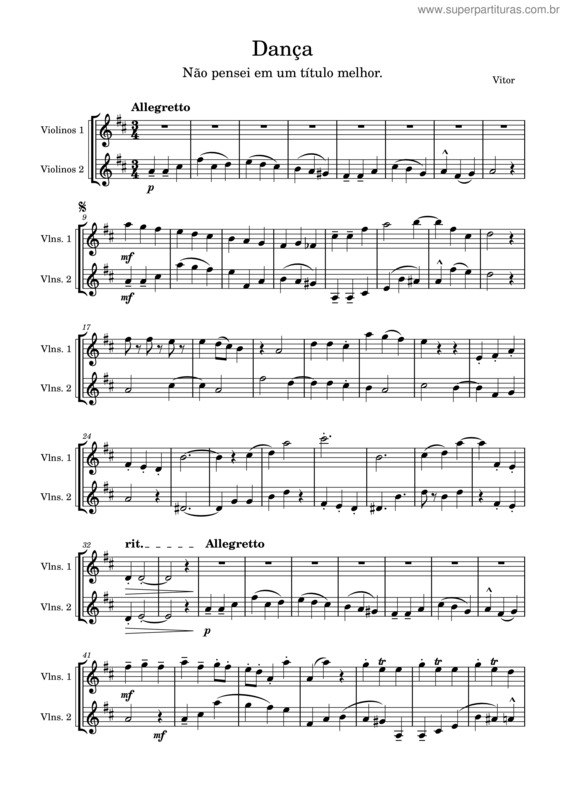 Partitura da música Festa – Vitor Silva