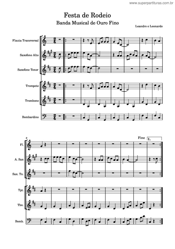 Partitura da música Festa De Rodeio – Leandro E Leonardo