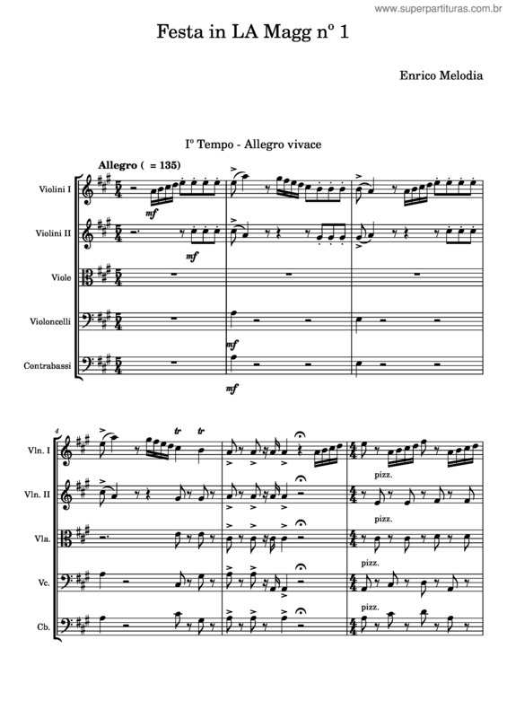 Partitura da música Festa In La Magg Nº 1 – Enrico Melodia