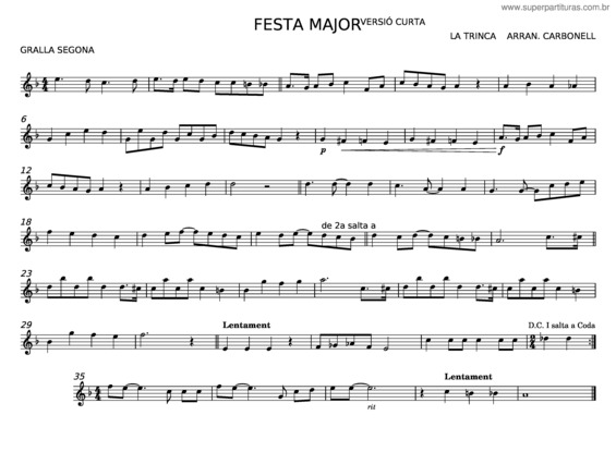 Partitura da música Festa Major – Gralla Segona