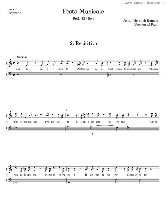 Partitura da música Festa Musicale, Beri 32 – Johan Helmich Roman v.2