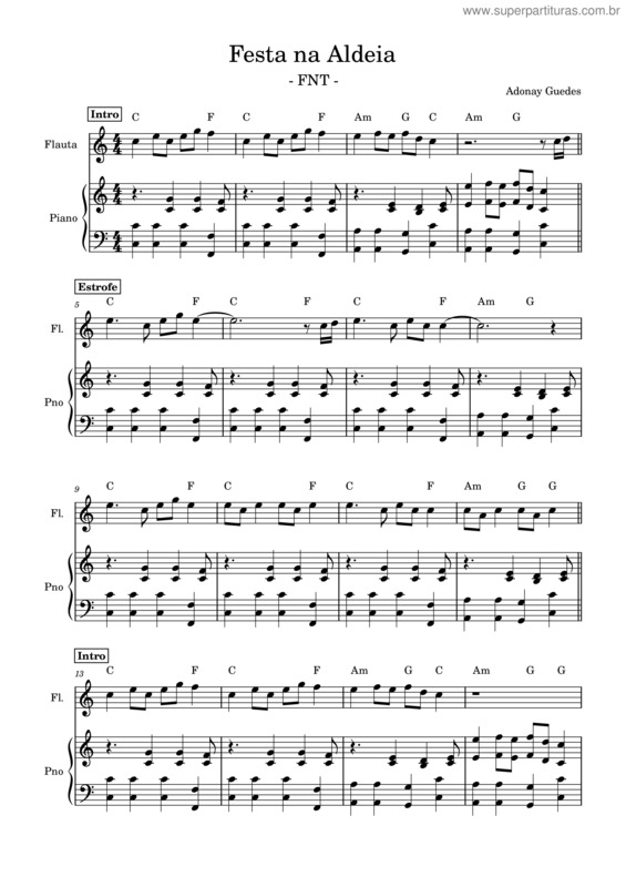 Partitura da música Festa Na Aldeia – Adonay Guedes