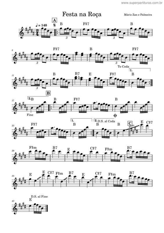Partitura da música Festa Na Roça – Mário Zan E Palmeira v.2