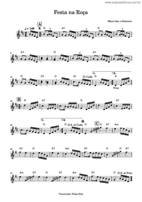 Partitura da música Festa Na Roça – Mário Zan E Palmeira