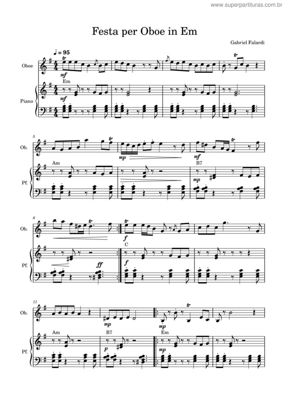Partitura da música Festa Per Oboe In Em – Gabriel Falardi