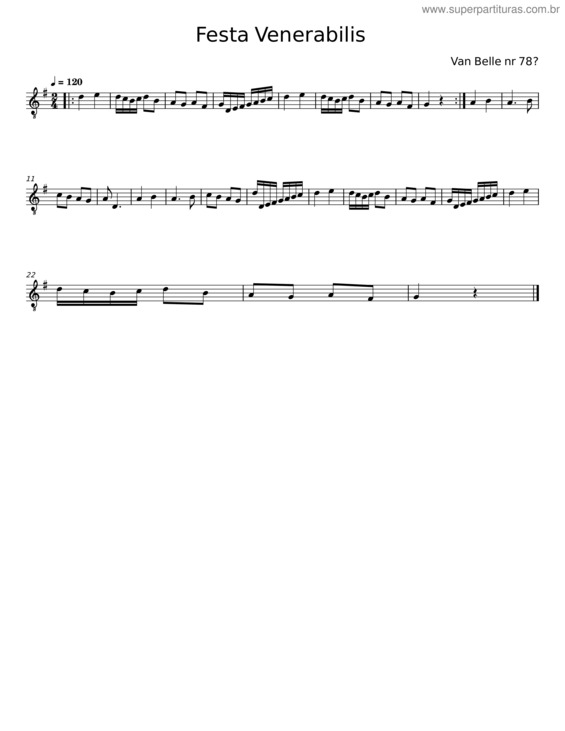 Partitura da música Festa Venerabilis – Van Belle