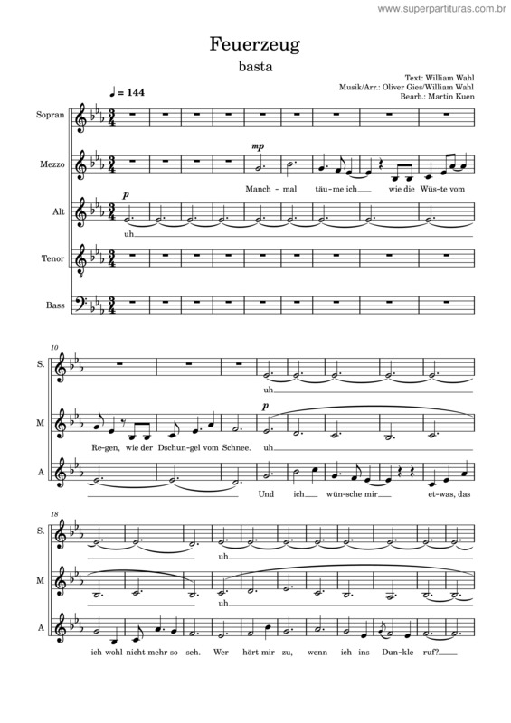 Partitura da música Feuerzeug