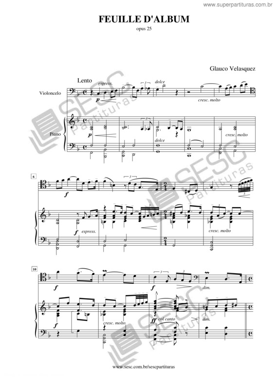 Partitura da música Feuille d`Album