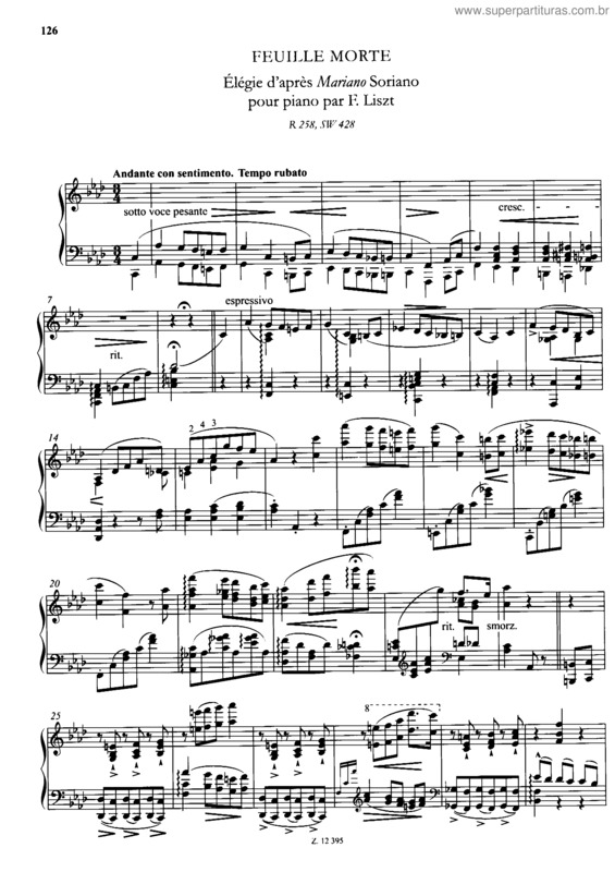 Partitura da música Feuille morte