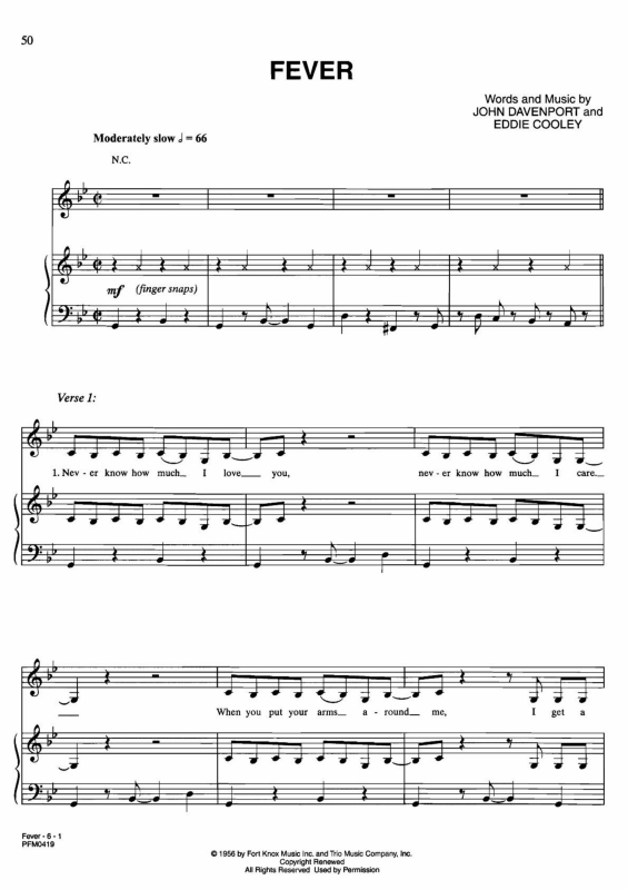 Partitura da música Fever v.2