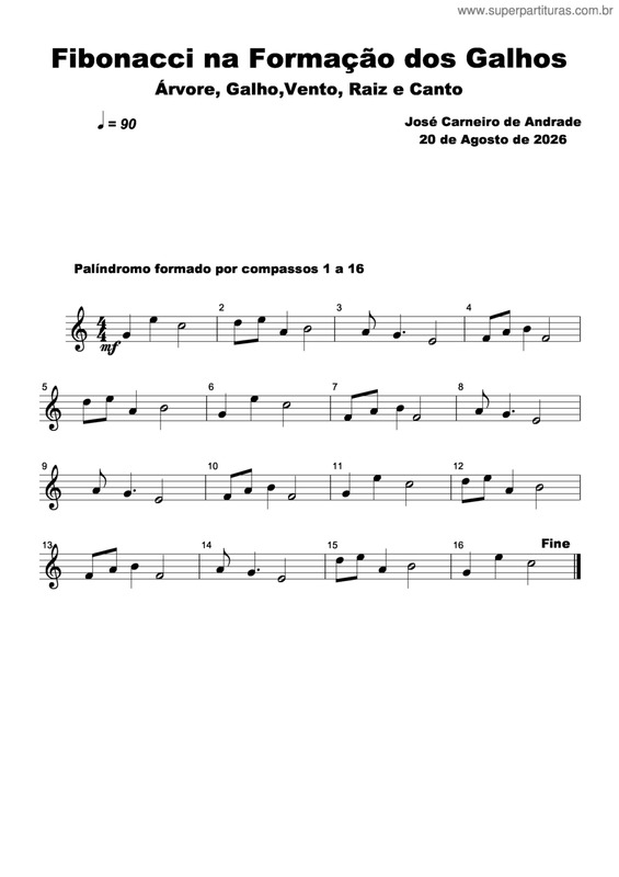 Partitura da música Fibonacci Na Formação Dos Galhos