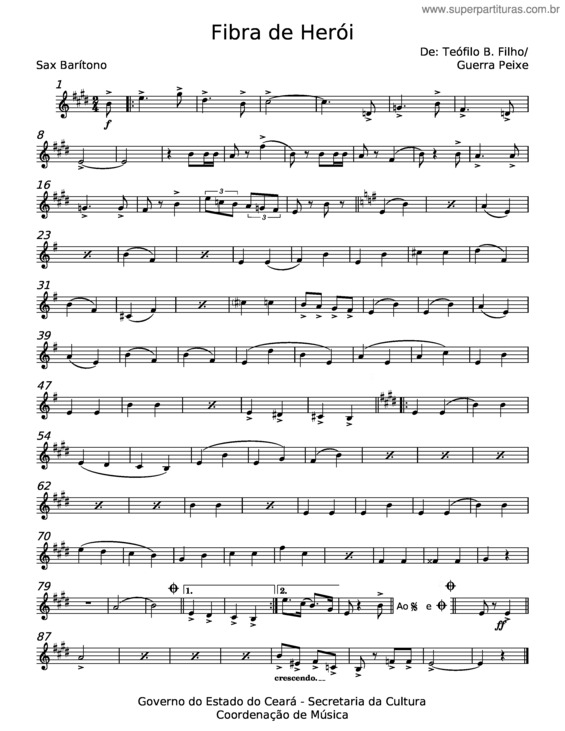 Partitura da música Fibra De Herói – Teófilo B Filho;Guerra Peixe v.2