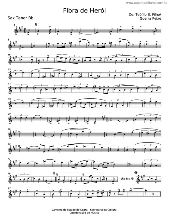 Partitura da música Fibra De Herói – Teófilo B Filho;Guerra Peixe v.3
