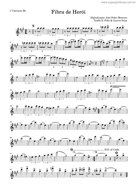 Partitura da música Fibra De Herói – Teófilo B Filho;Guerra Peixe v.7