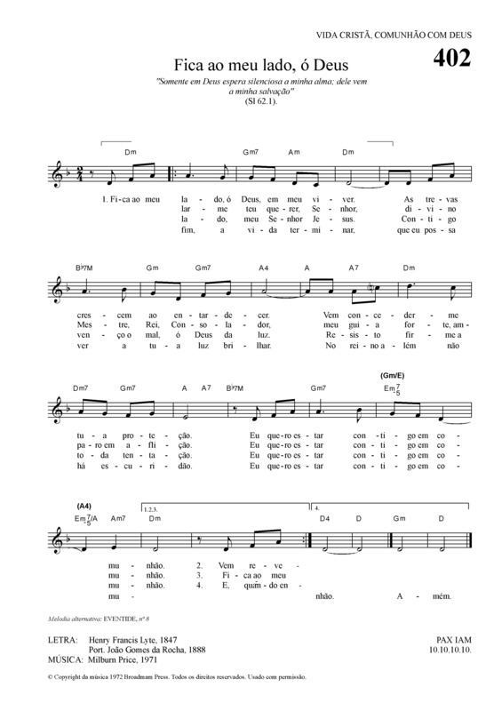 Partitura da música Fica Ao Meu Lado, Ó Deus