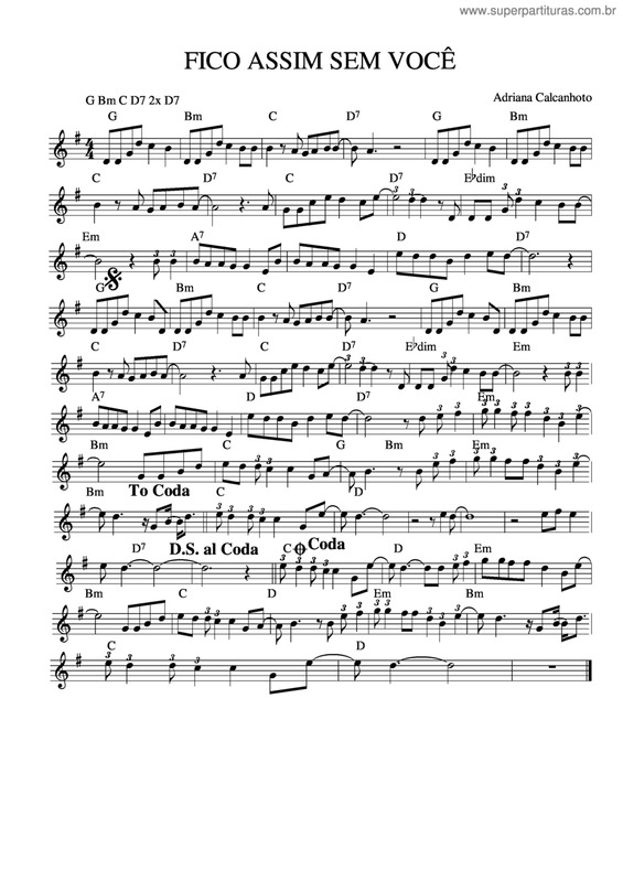 Partitura da música Fico Assim Sem Você v.11