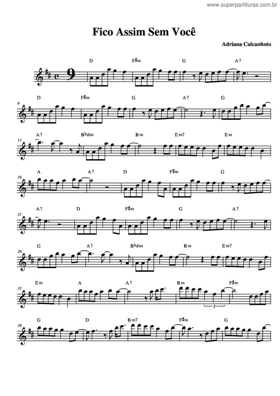 Partitura da música Fico Assim Sem Você v.12