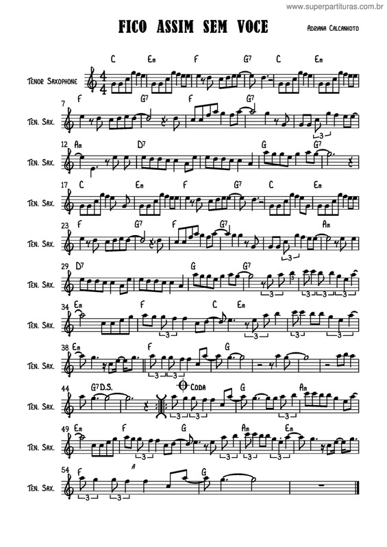 Partitura da música Fico Assim Sem Você v.15