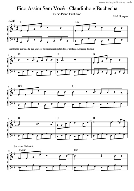 Partitura da música Fico Assim Sem Você v.18