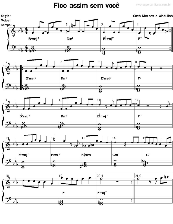 Partitura da música Fico Assim Sem Você v.3