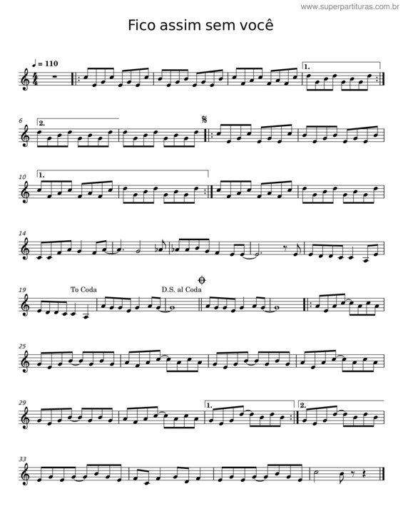 Partitura da música Fico Assim Sem Você v.34