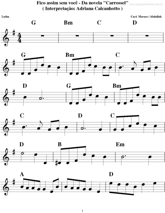 Partitura da música Fico Assim sem Você v.5