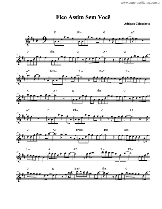 Partitura da música Fico Assim Sem Você v.6