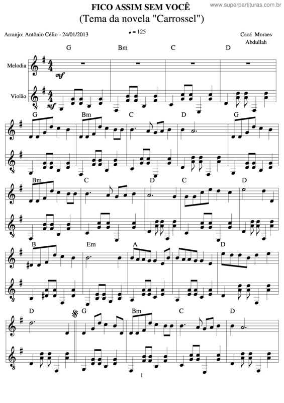 Partitura da música Fico Assim Sem Você v.7