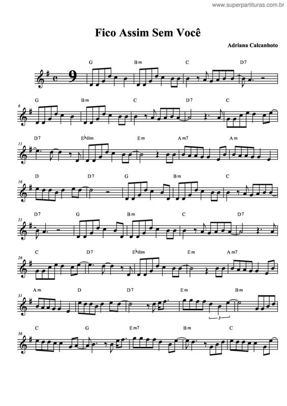 Partitura da música Fico Assim Sem Você v.9