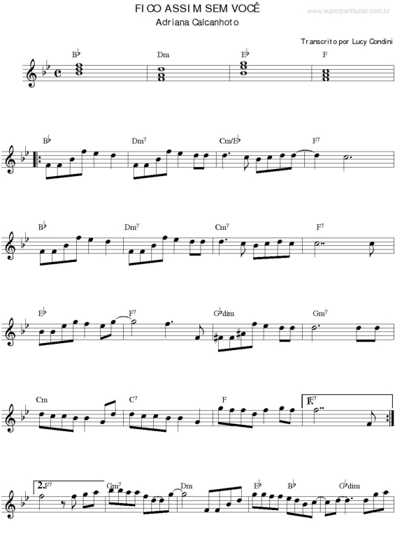 Partitura da música Fico Assim Sem Você