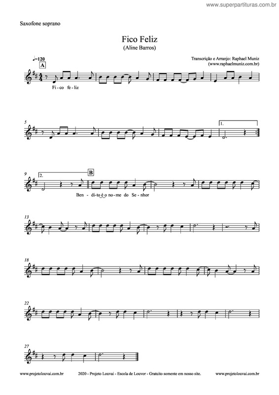 Partitura da música Fico Feliz v.2