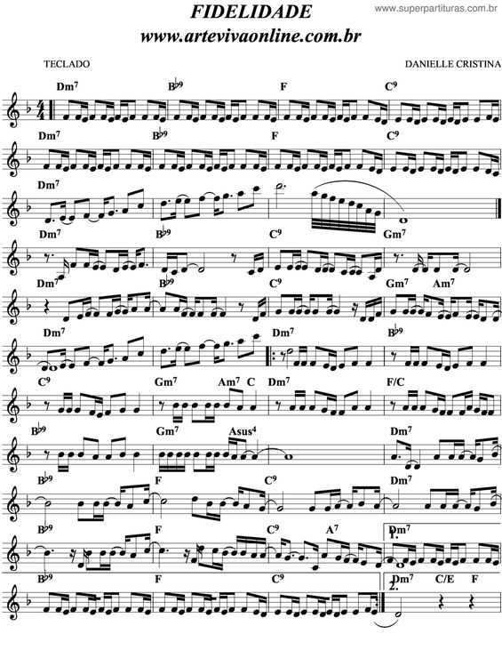 Partitura da música Fidelidade v.2