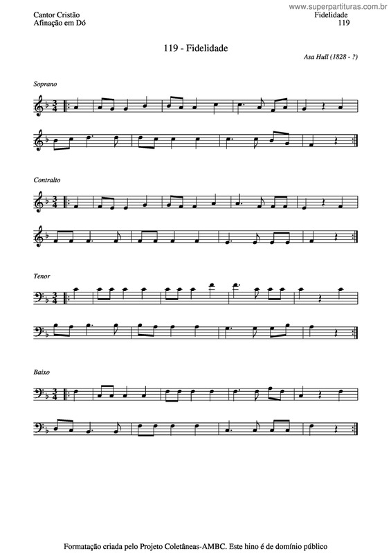 Partitura da música Fidelidade v.4